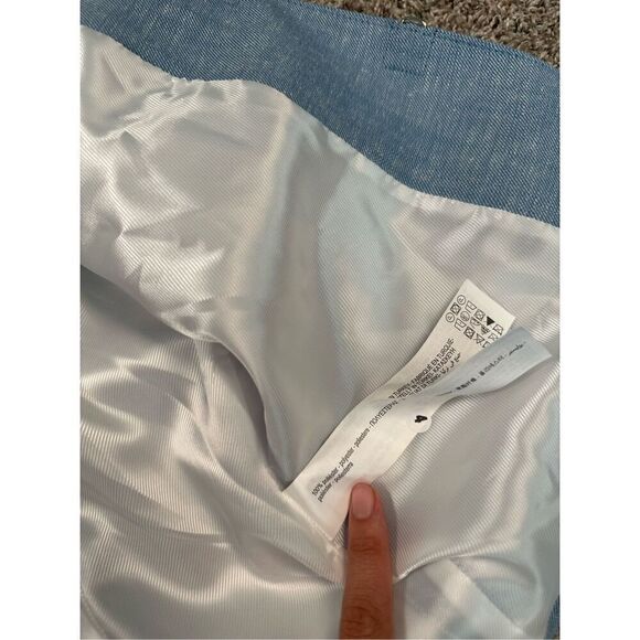 NWT zara high collar blazer jacket women’s S pockets buttons light blue linen - Picture 7 of 13